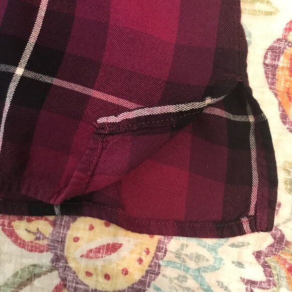 J Jill Burgundy Plaid Blouse - Size M - Picture 9 of 13